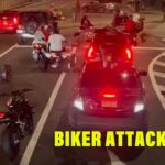Une maman courageuse affronte un motocycliste armé qui a sauté sur sa voiture et l’a vandalisée