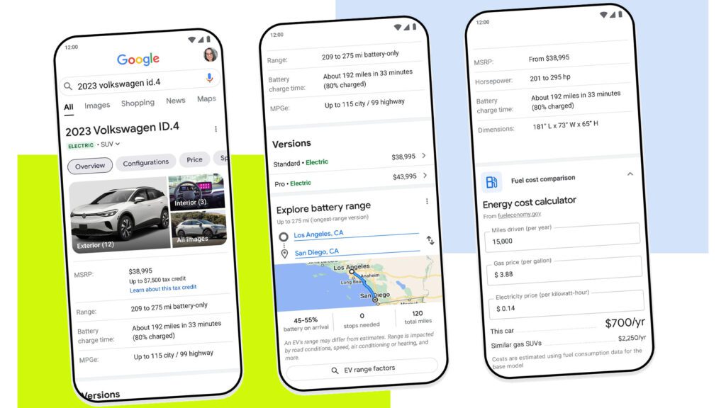Les nouveaux outils d’achat de Google veulent vous aider à choisir le bon véhicule électrique