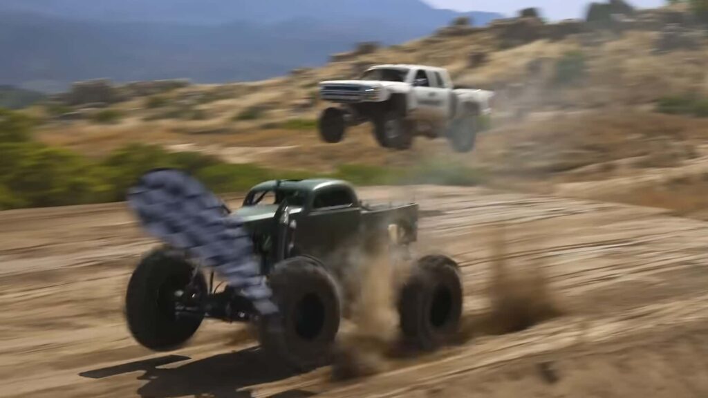 Chevy Silverado Prerunner Vs Monster Truck est une course de dragsters tout-terrain sauvage